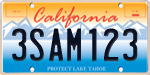 California Lake Tahoe Conservancy license plate.