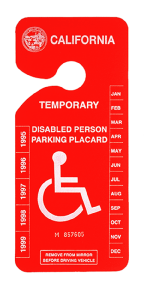 temporatry disabled person parking placard