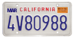 Example of a commercial vehicle license plate in California.