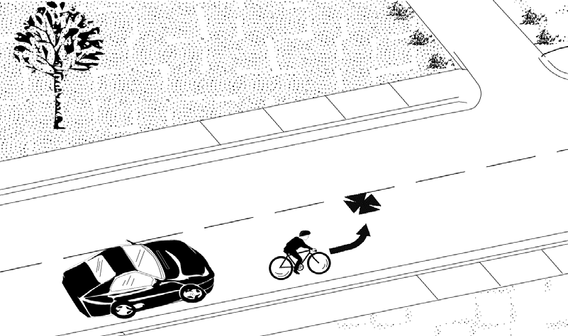 Proper way to make a left turn on a bicycle.