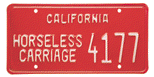 Horseless carriage license plate.
