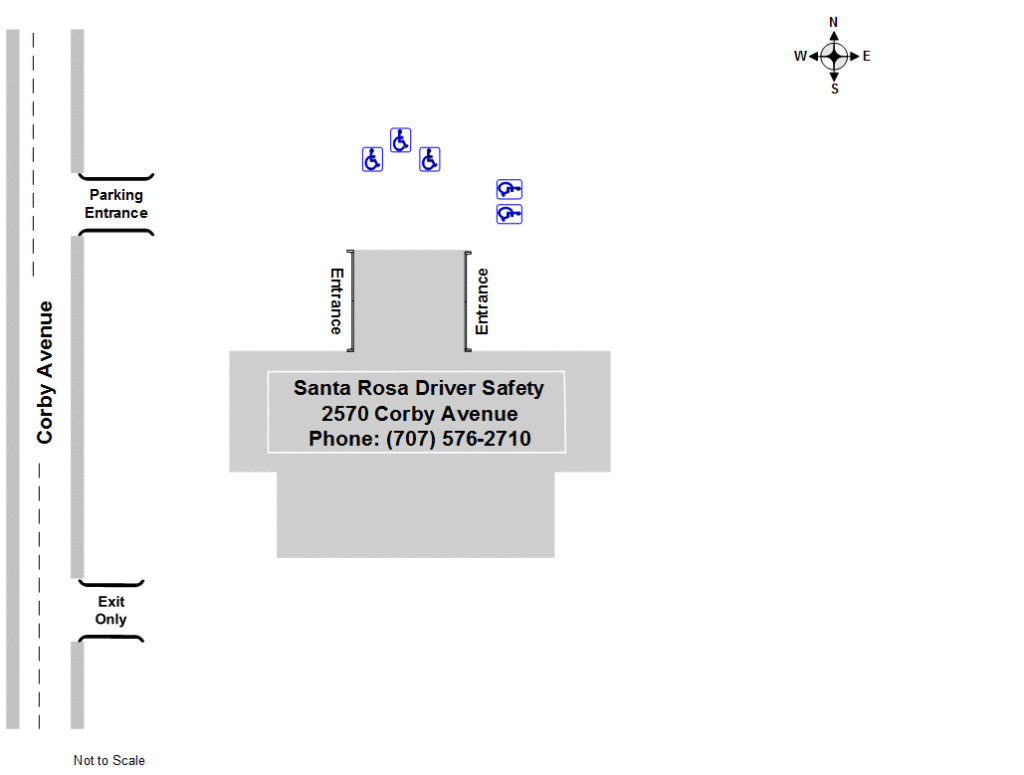 Diagram illustrating the Santa Rosa Driver Safety Office site layout.