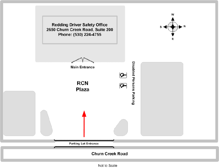 Diagram illustrating the Redding Driver Safety Office site layout.