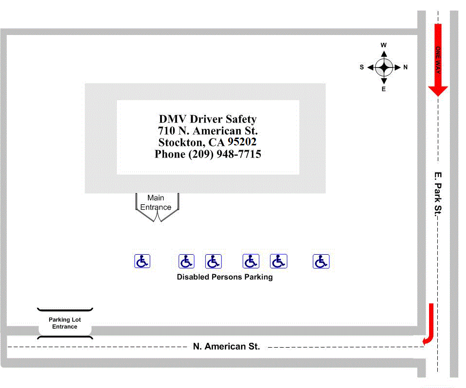 Diagram illustrating the Stockton Driver Safety Office site layout.