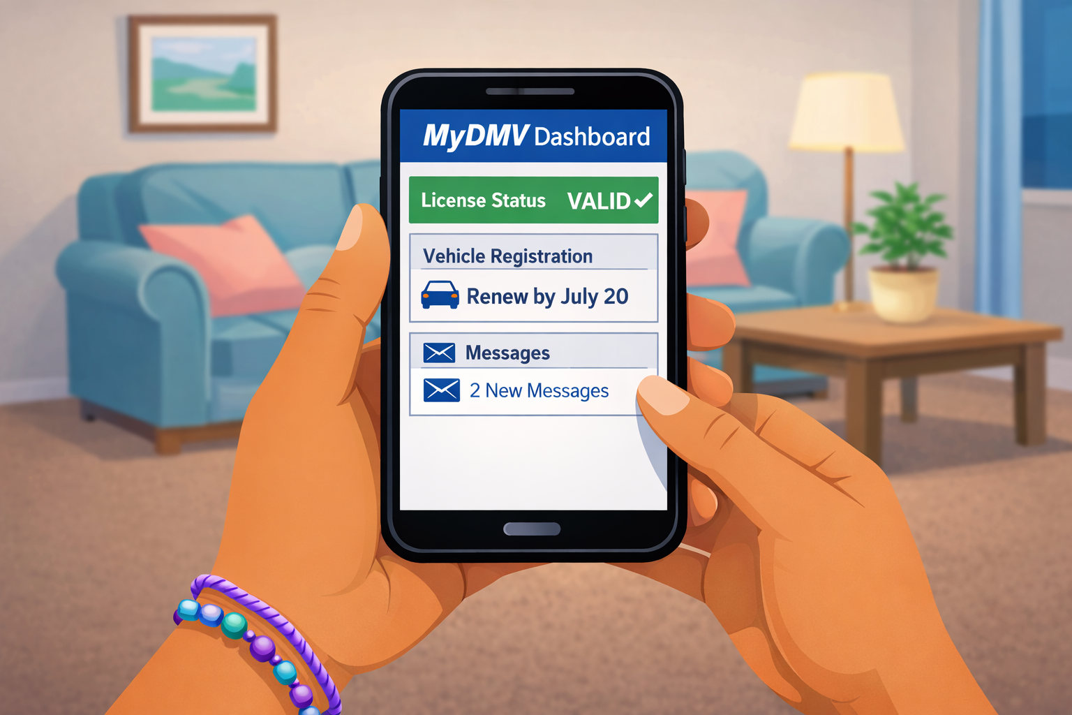 DMV character Cali using MyDMV.