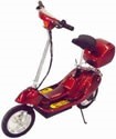 A red motorized scooter