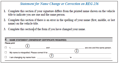 Name statement form.