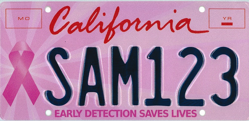 Breast Cancer Awareness special interest license plate.