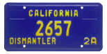 Dismantler license plate (blue).