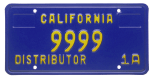 New vehicle distributor license plate (blue).