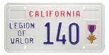 Legion of Valor license plate.