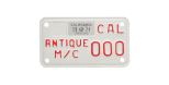Antique motorcycle license plate.