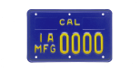 Manufacturer motorcycle license plate (blue).