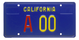 California State Assembly license plate (blue).