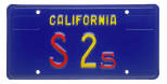 California State Senate license plate (blue).